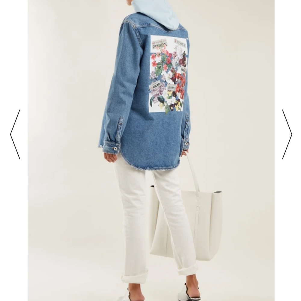 Authentic Off white floral print denim jacket